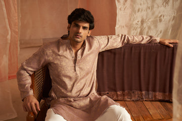 Mauve Abstract Print and Sequence Kurta