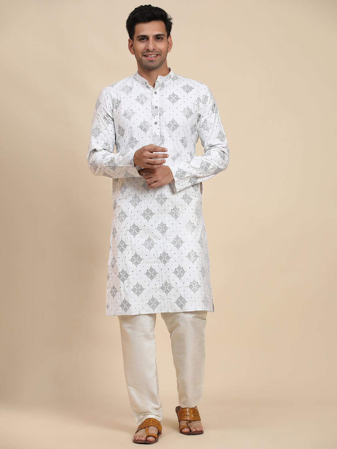 White Sequence Kurta