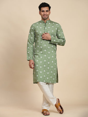 Green Embroidered and Sequence Kurta