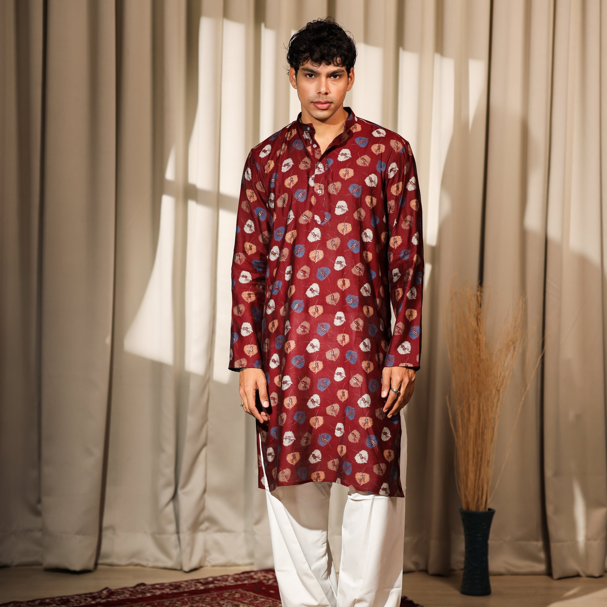 Maroon Spherical Print Kurta