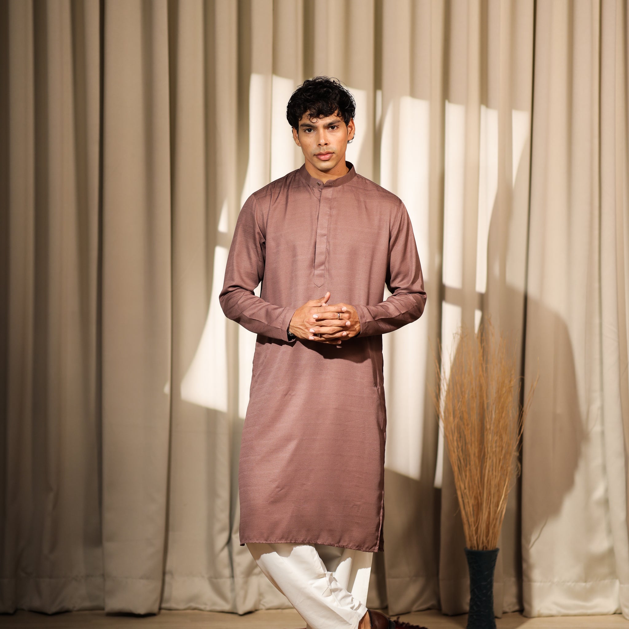 Brown Embroidery Nehru Jacket
