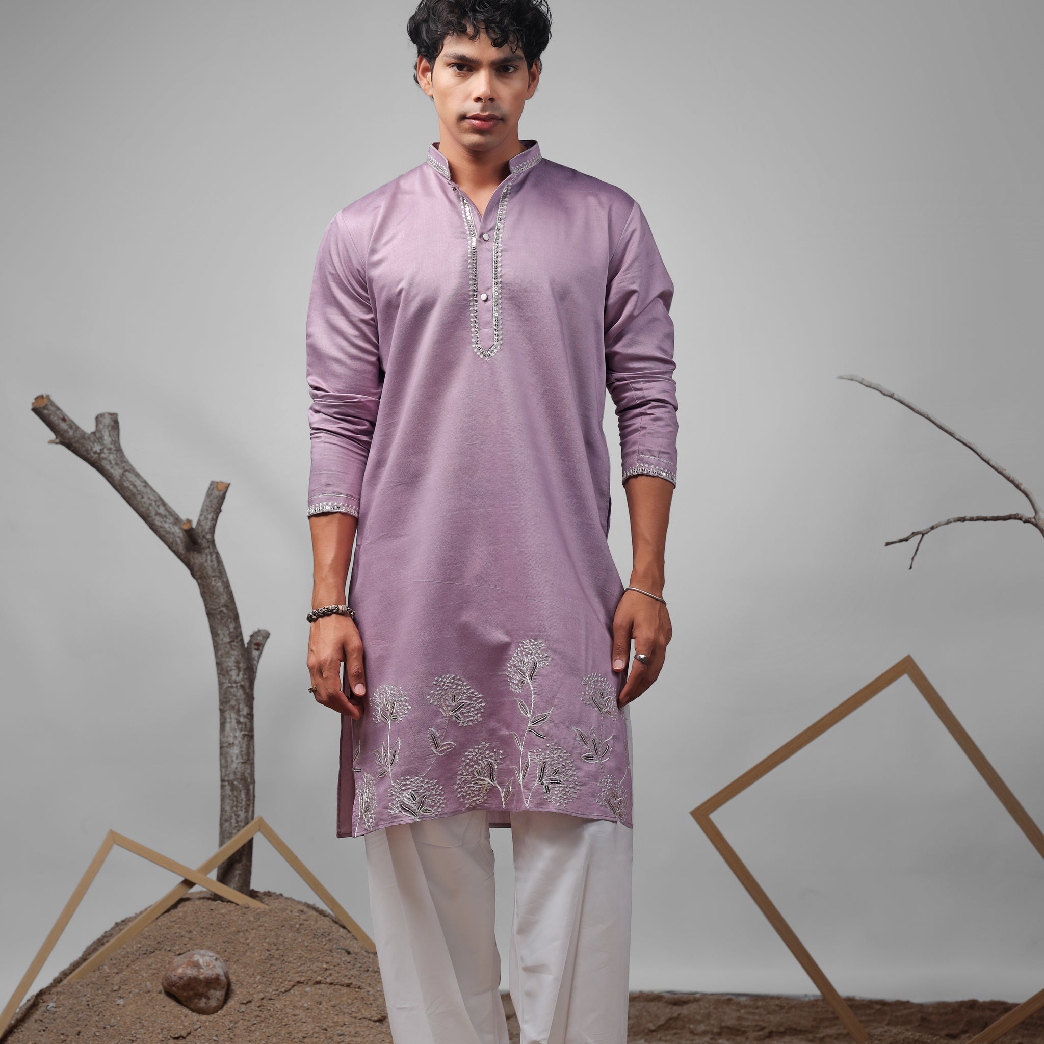 Lavender Embroidered Work Kurta