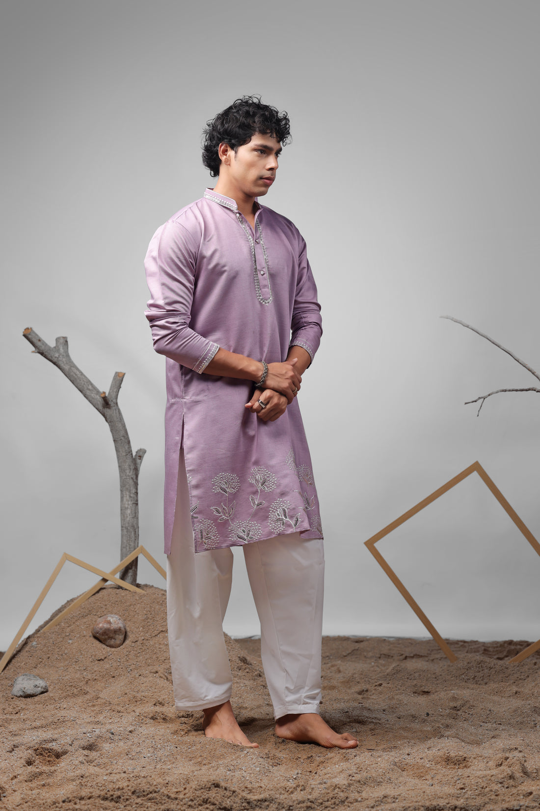 Lavender Embroidered Work Kurta