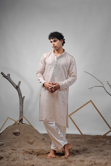Brownish Grey Beards Work Kurta
