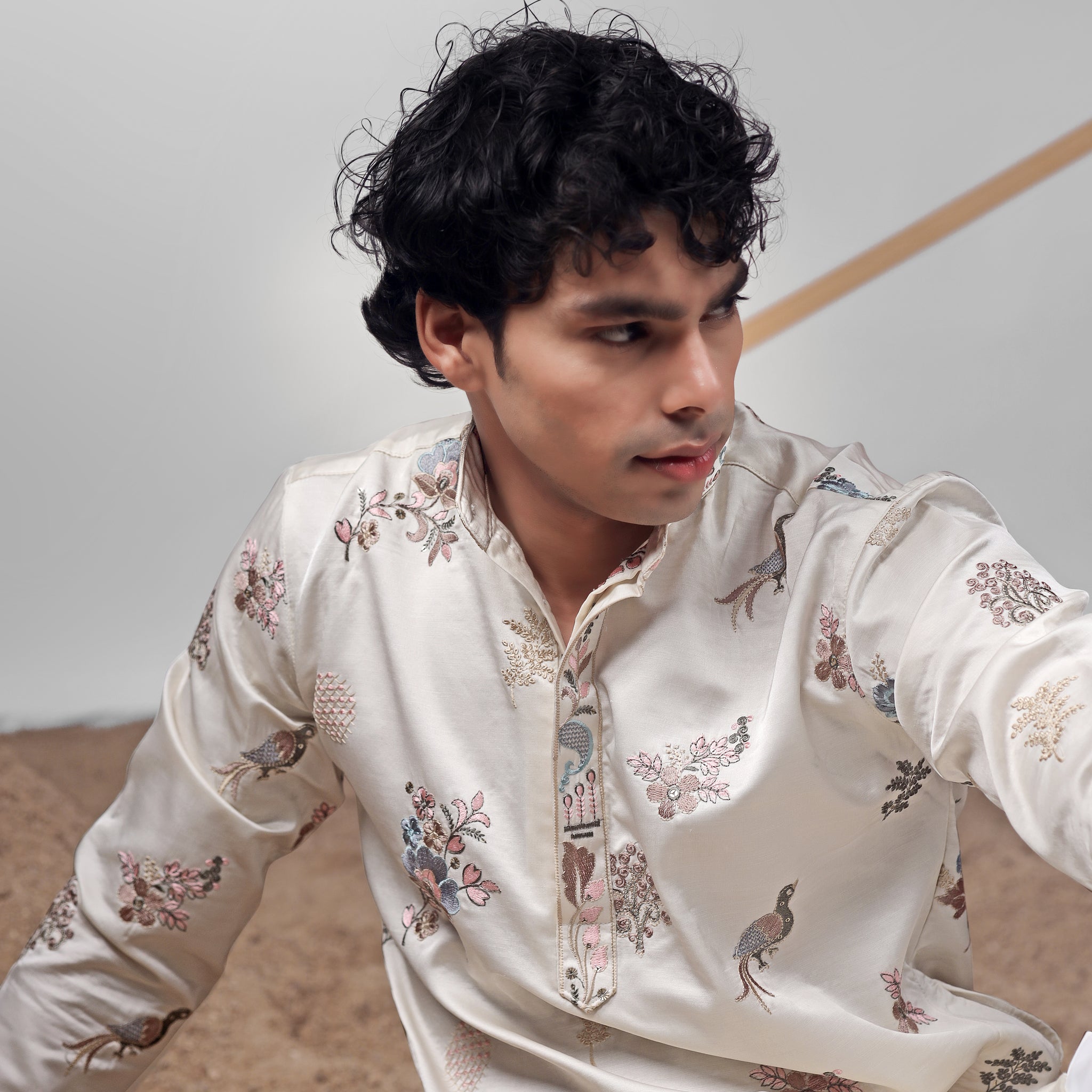 Off White Embroidery Kurta
