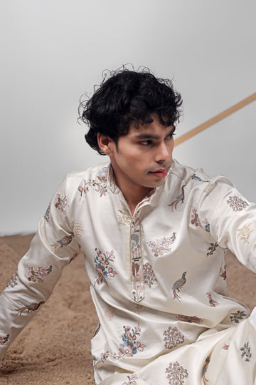 Off White Embroidery Kurta