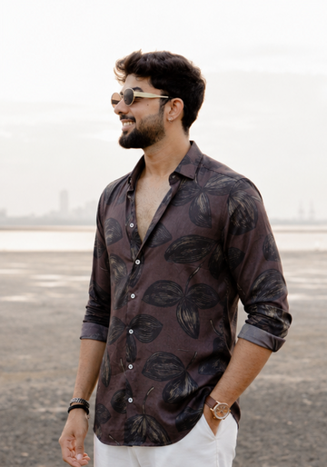 Shadow Leaf Print Shirt