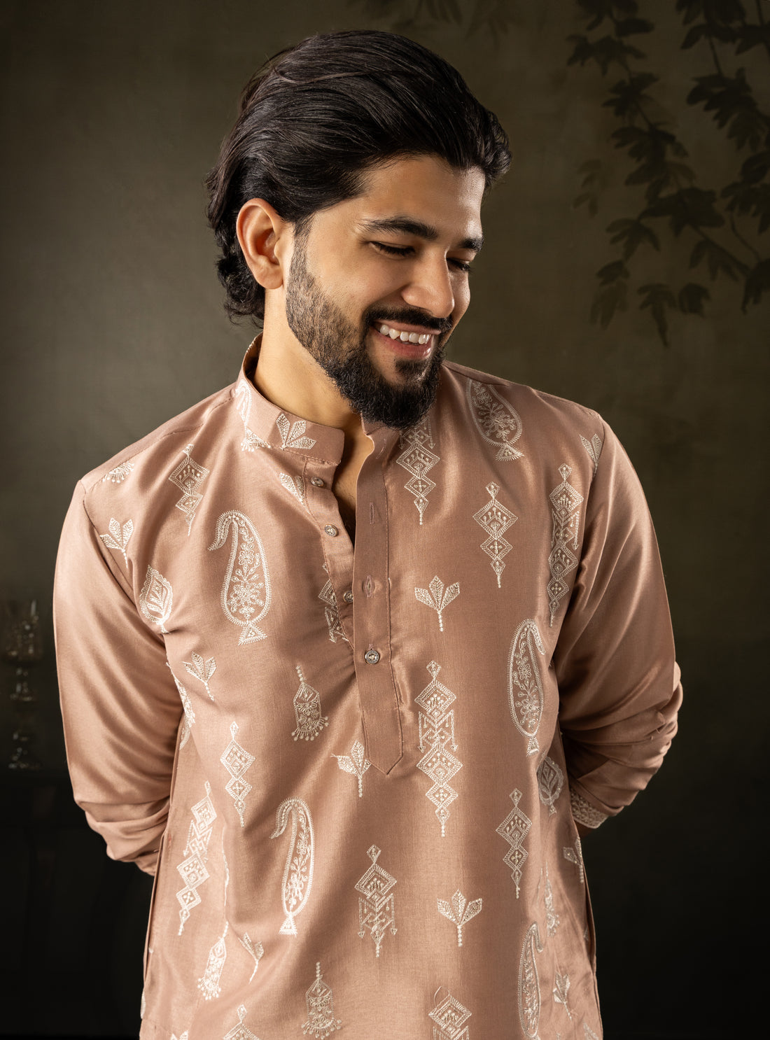 Luxury Peach Embroidered Kurta