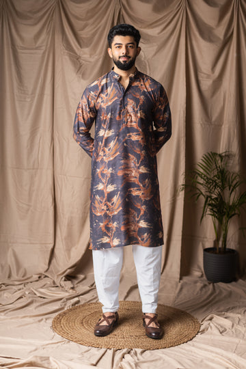 Black Abstract Print Kurta