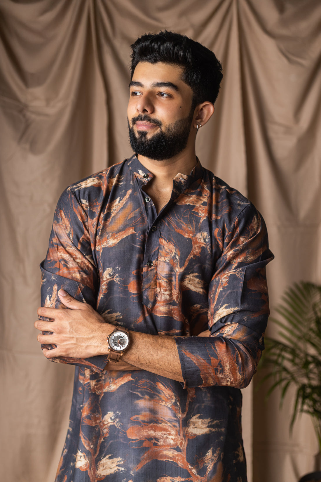 Black Abstract Print Kurta