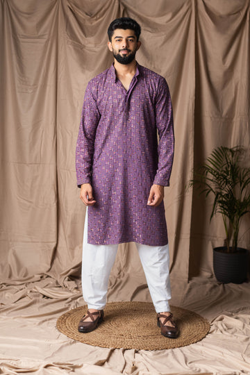 Purple Embroidery and Sequence Kurta