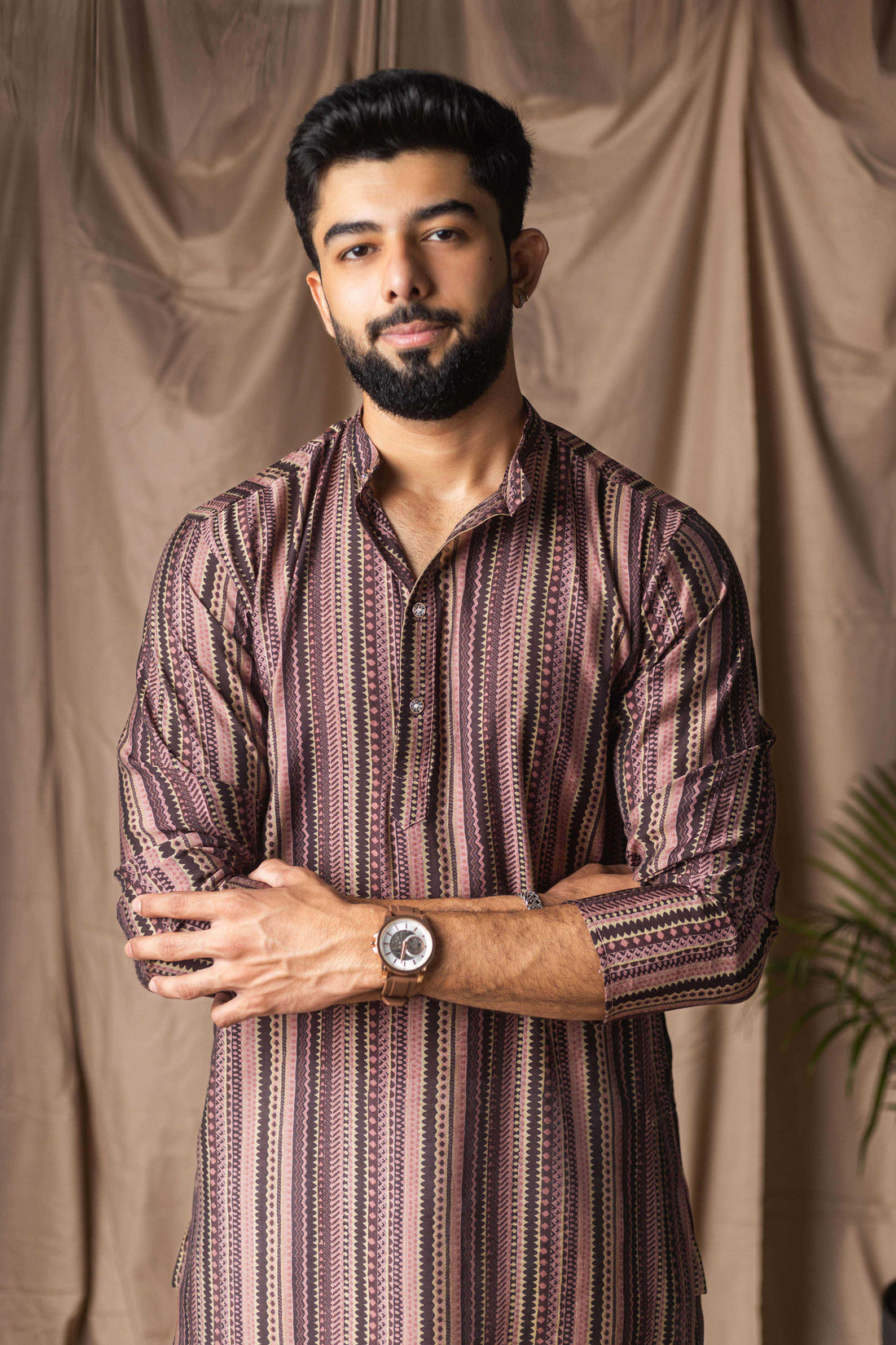 Multi Color Abstract Print Modal Silk Kurta