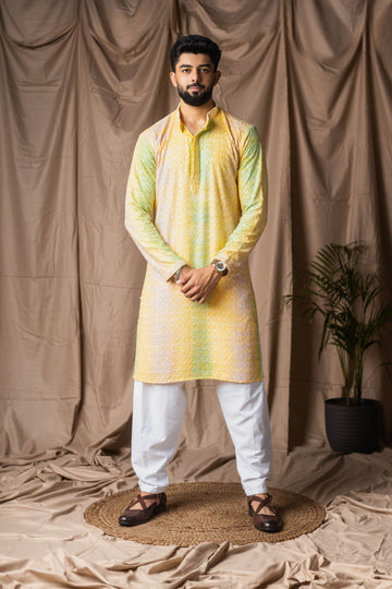 Yellow Embroidery and Sequence Kurta