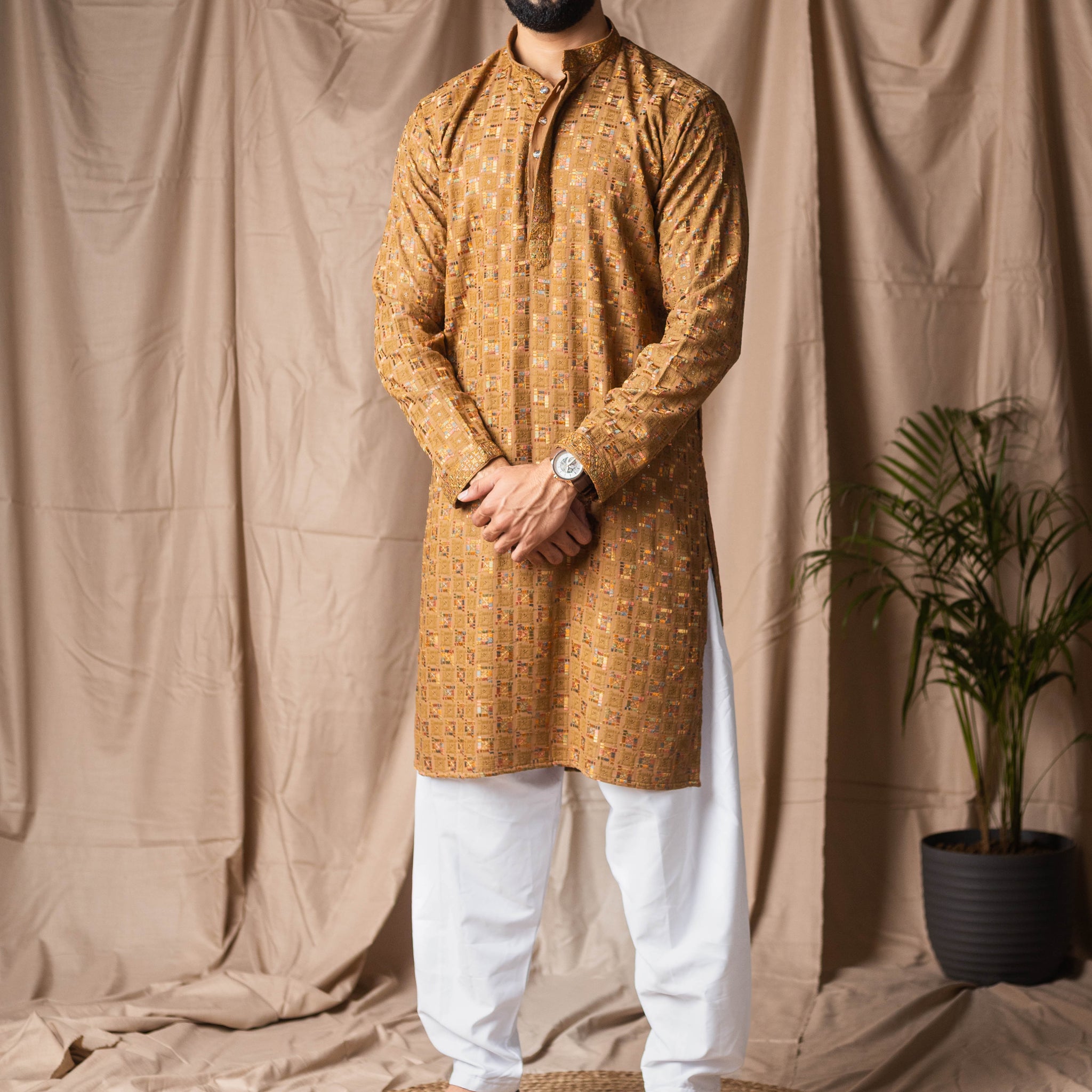 Occur Yellow Embroidery and Sequence Kurta