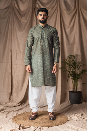 Green Bandhani Print Kurta