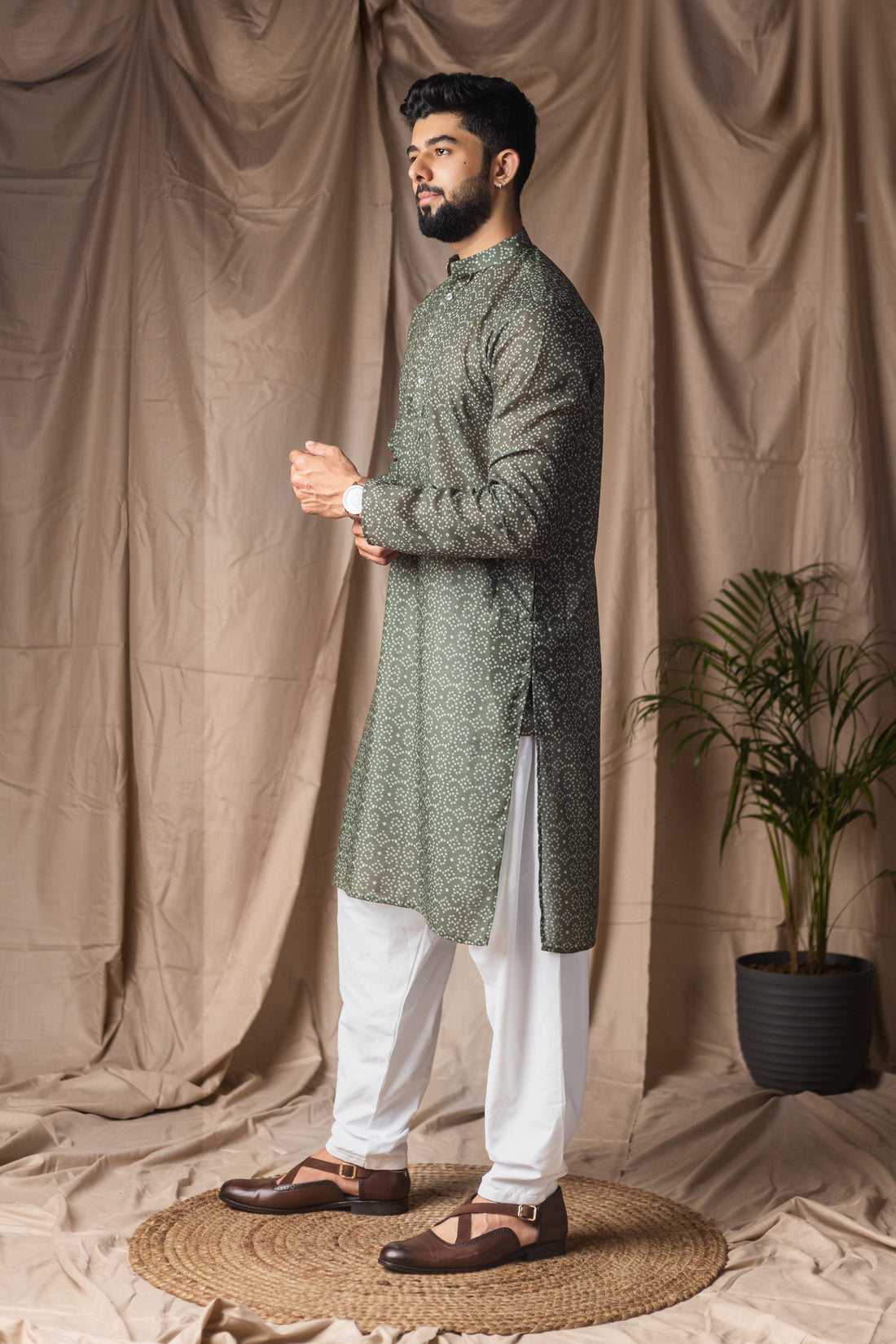 Green Bandhani Print Kurta
