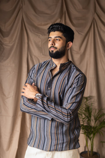 Blue  Abstract Print Short Kurta