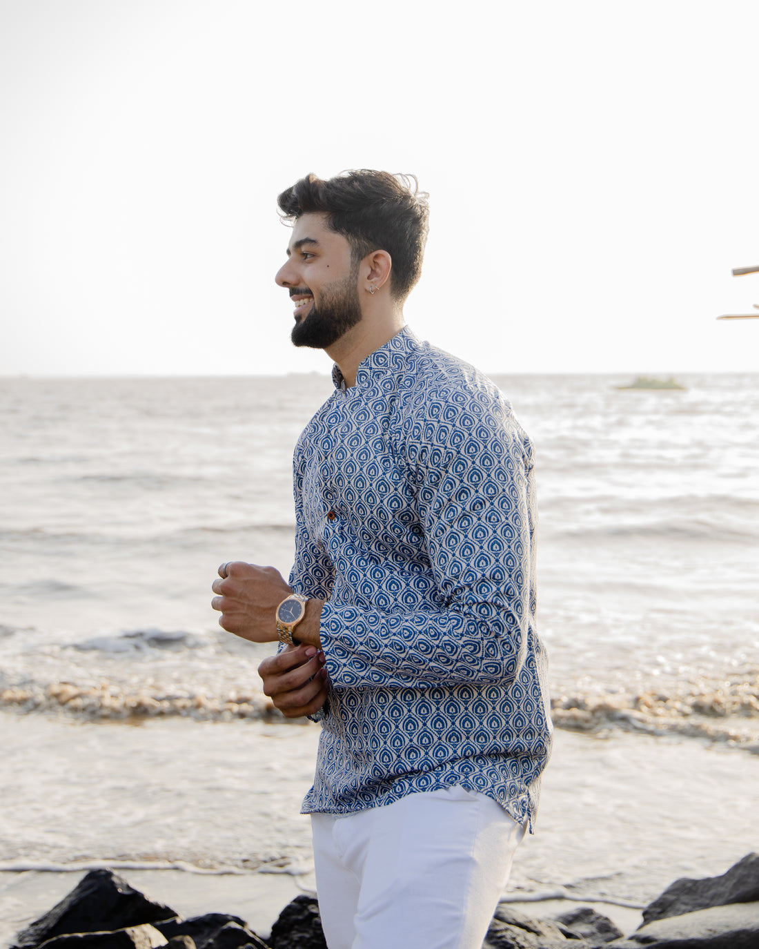 Indigo Motif Short Kurta