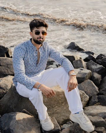 Indigo Motif Short Kurta