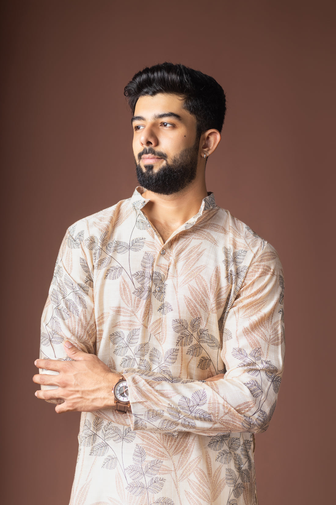 Off White Abstract Print Work Kurta