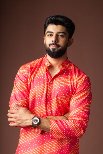Pink Bandhani Print Kurta