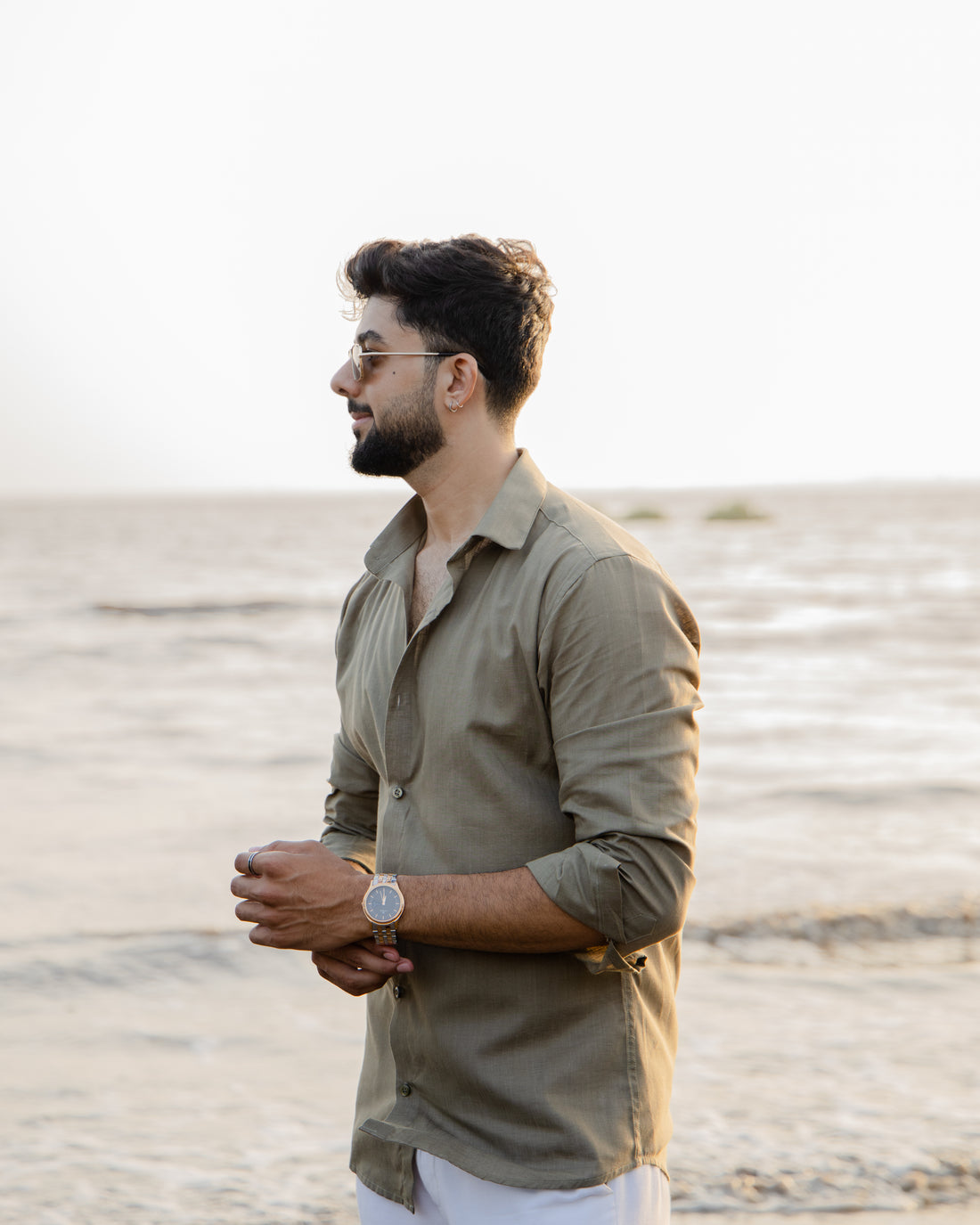Signature Olive Green Linen Shirt