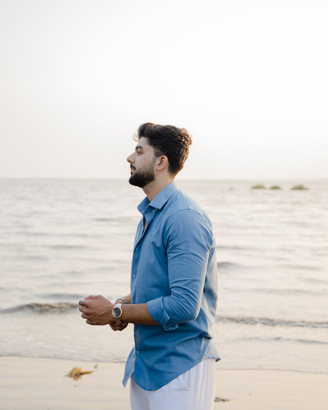 Teal Blue Linen Shirt