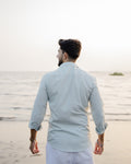 Sea Mist Linen Shirt - linen blend shirt for men, styled look | Rawayi