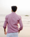 Dusty Pink Linen Shirt - linen blend shirt for men, back view | Rawayi