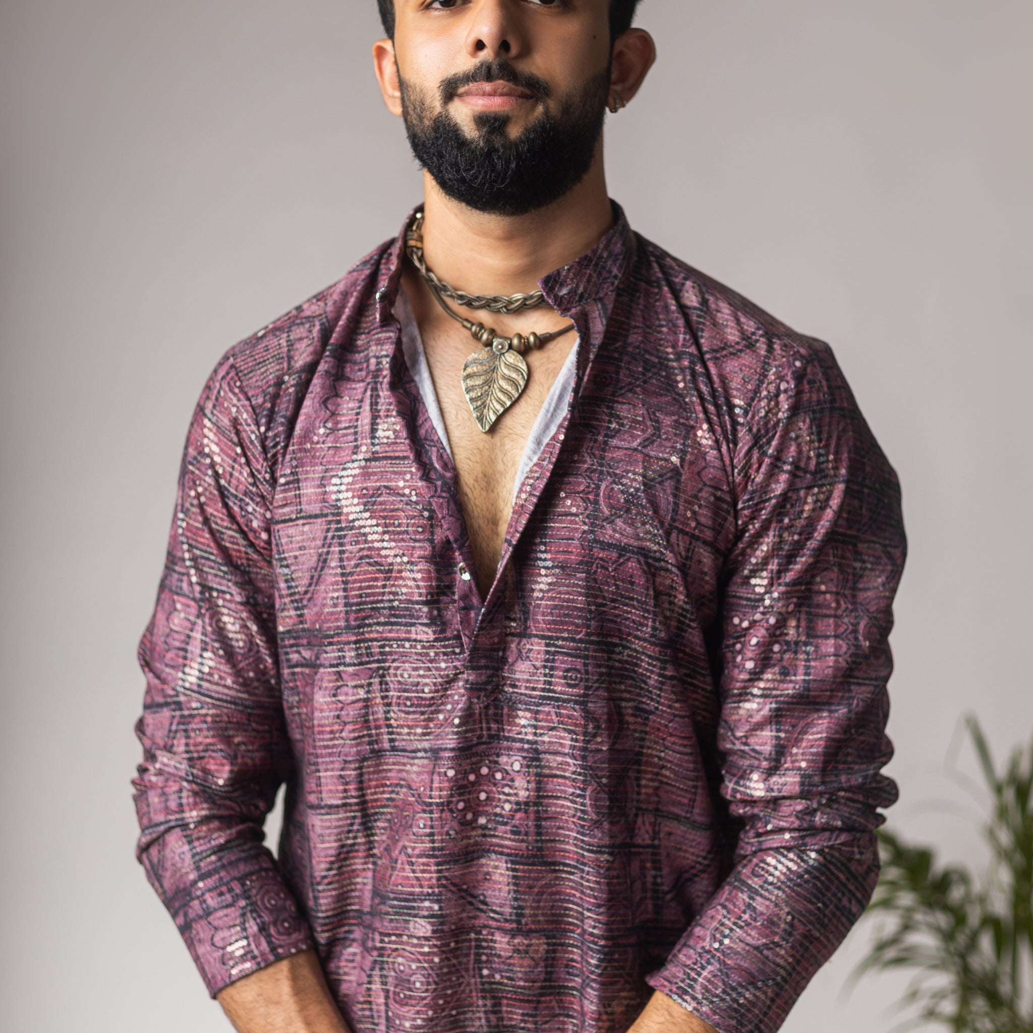 Purple Abstract Print Kurta