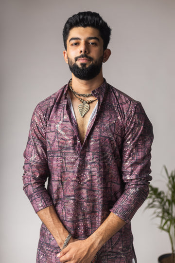 Purple Abstract Print Kurta