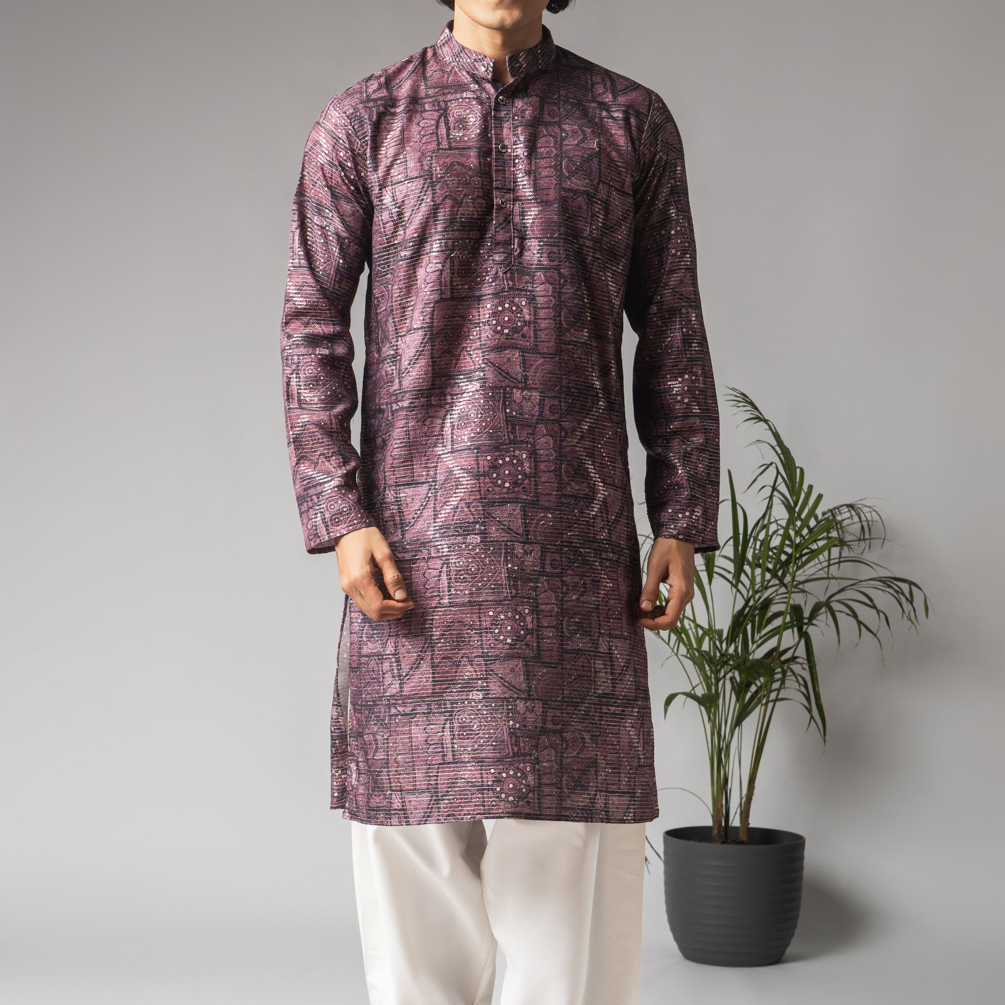 Purple Abstract Print Kurta