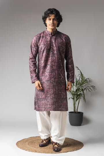 Purple Abstract Print Kurta