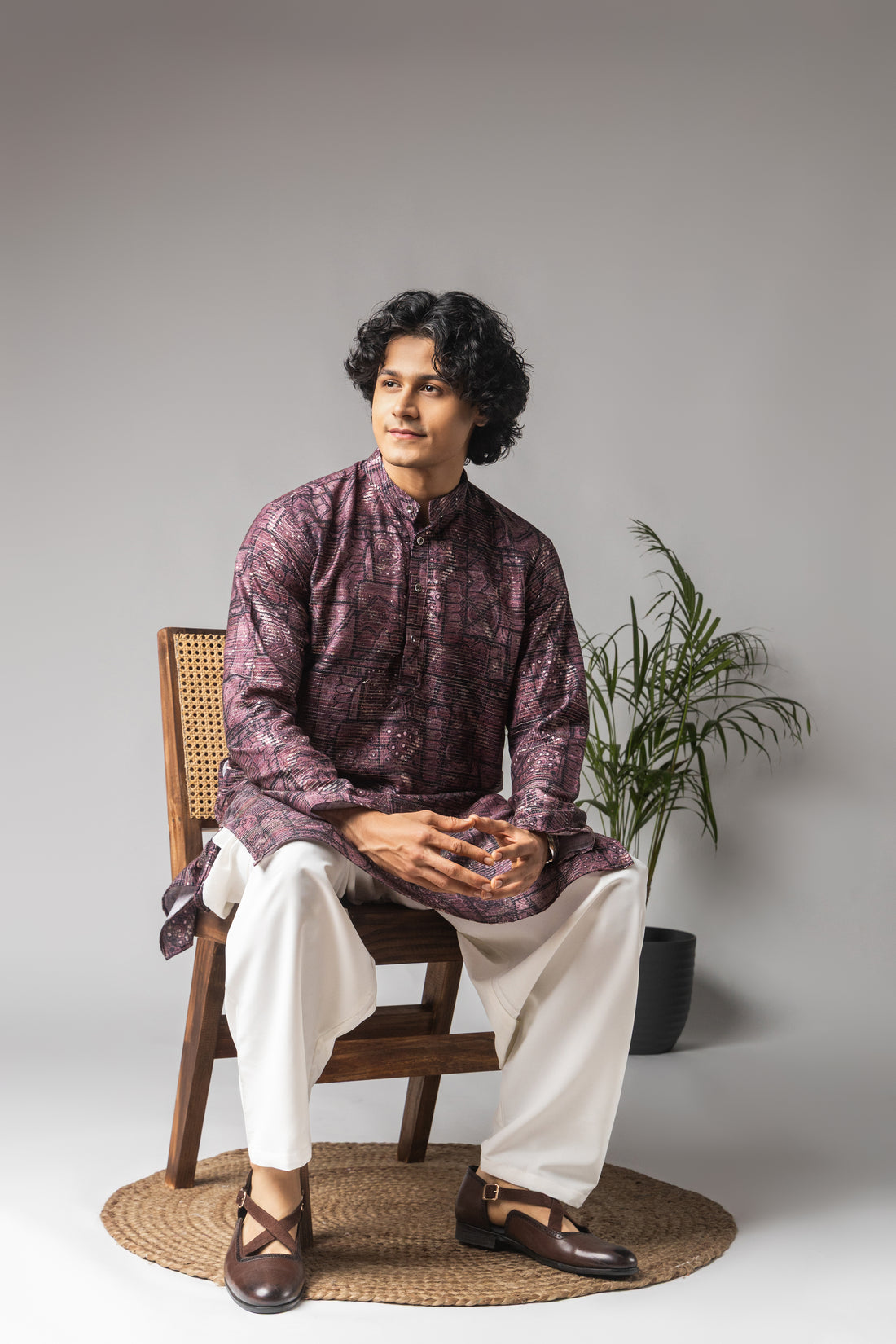 Purple Abstract Print Kurta