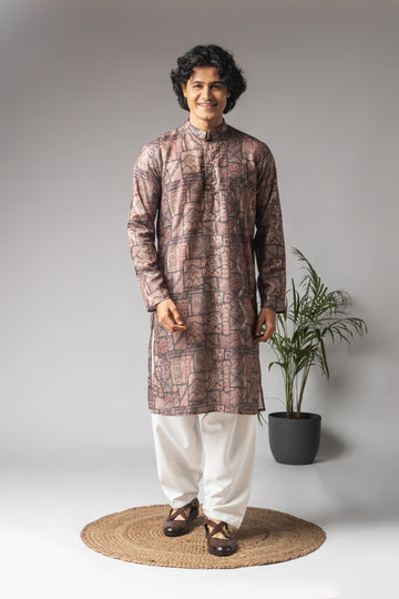 Multi Color Abstract Print Kurta