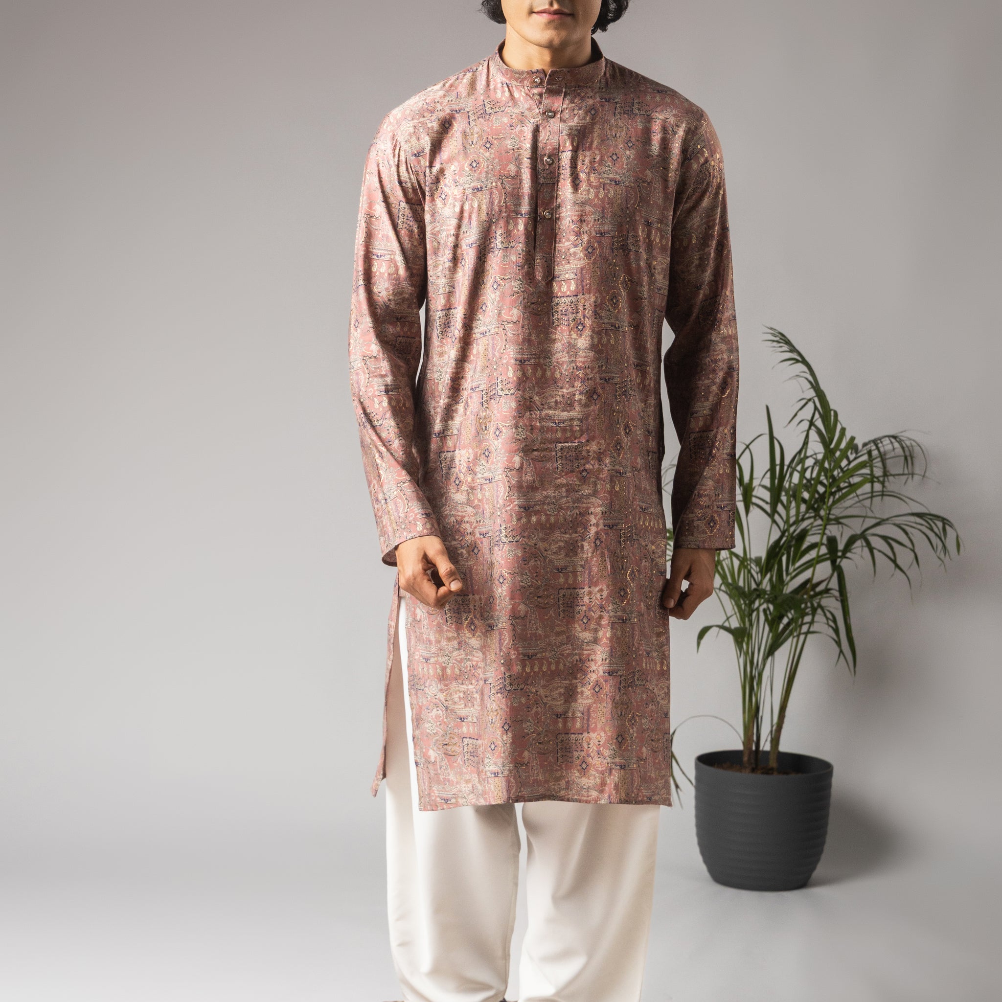Pink Abstract Print Kurta