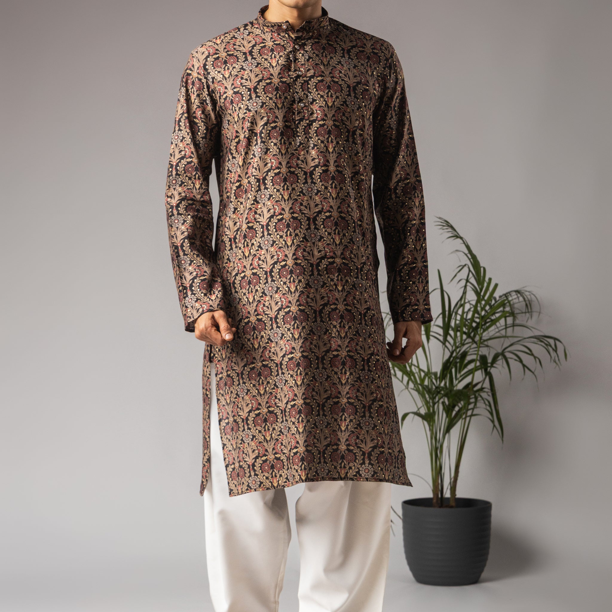 Multi Color Abstract Print Work Kurta