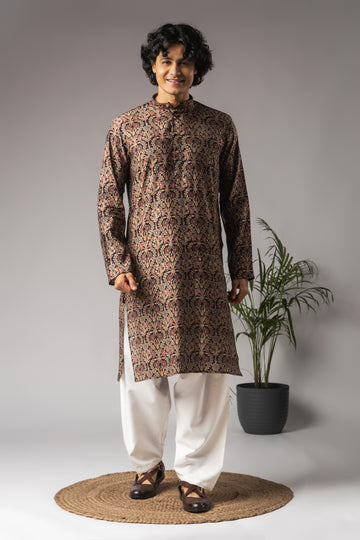 Multi Color Abstract Print Work Kurta