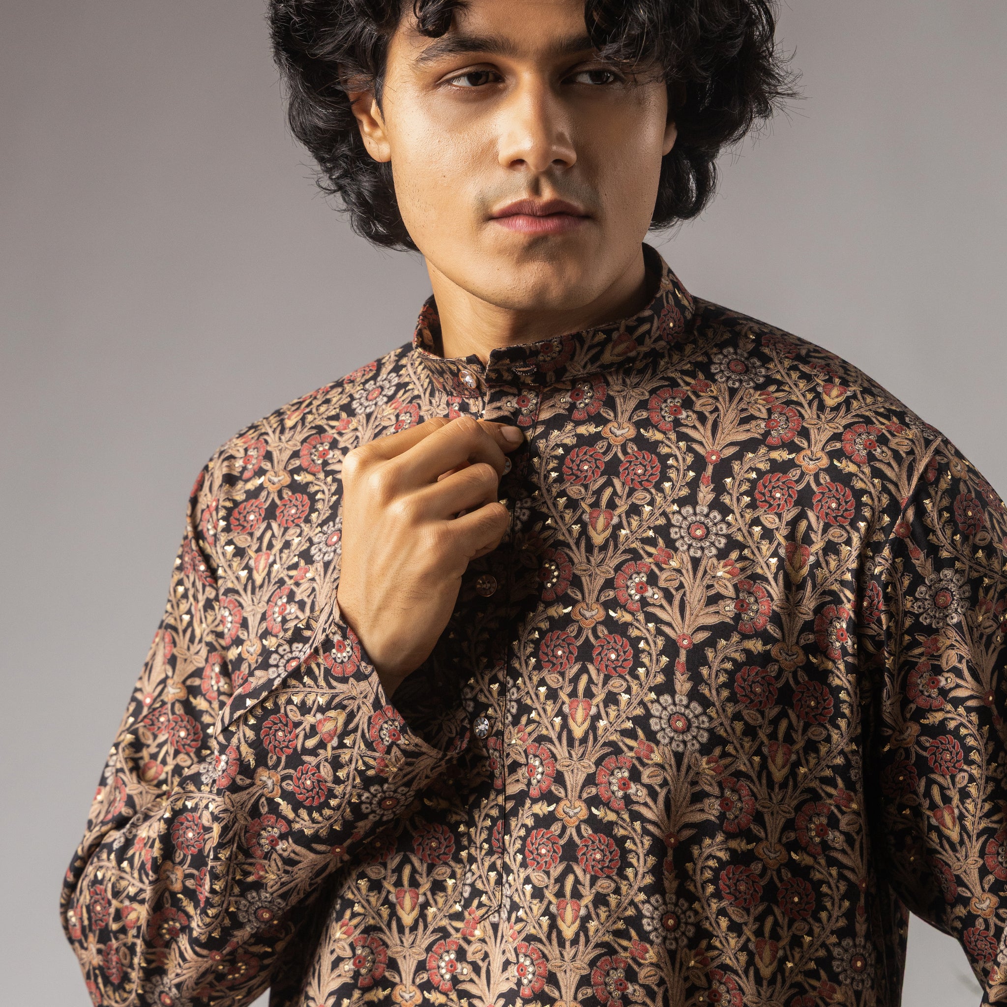Multi Color Abstract Print Work Kurta
