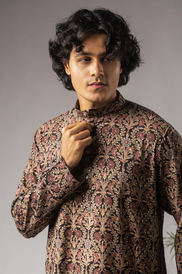 Multi Color Abstract Print Work Kurta