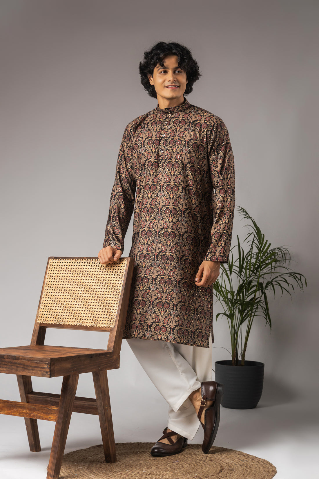 Multi Color Abstract Print Work Kurta