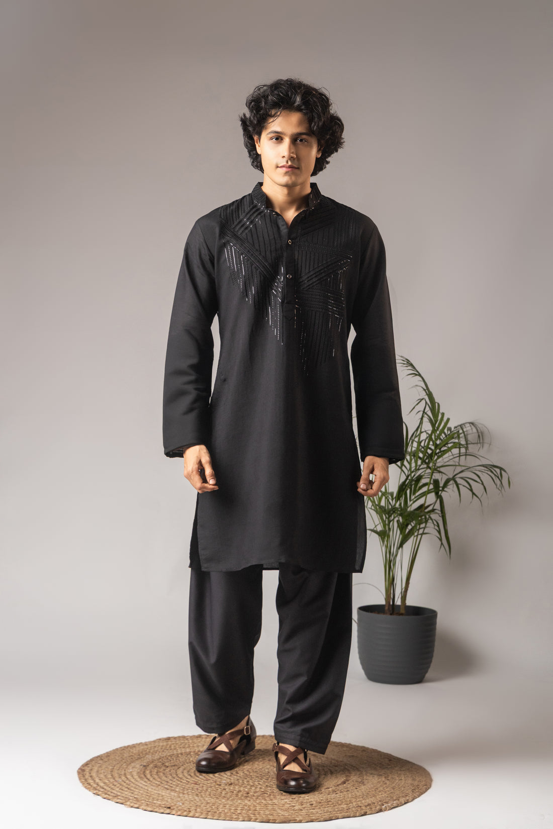Black Embroidery Kurta