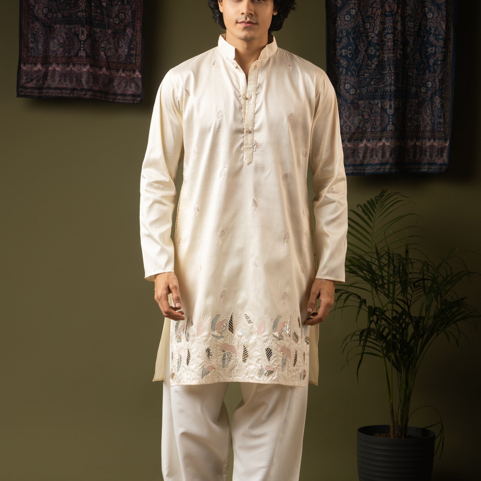 Off White Embroidery Kurta