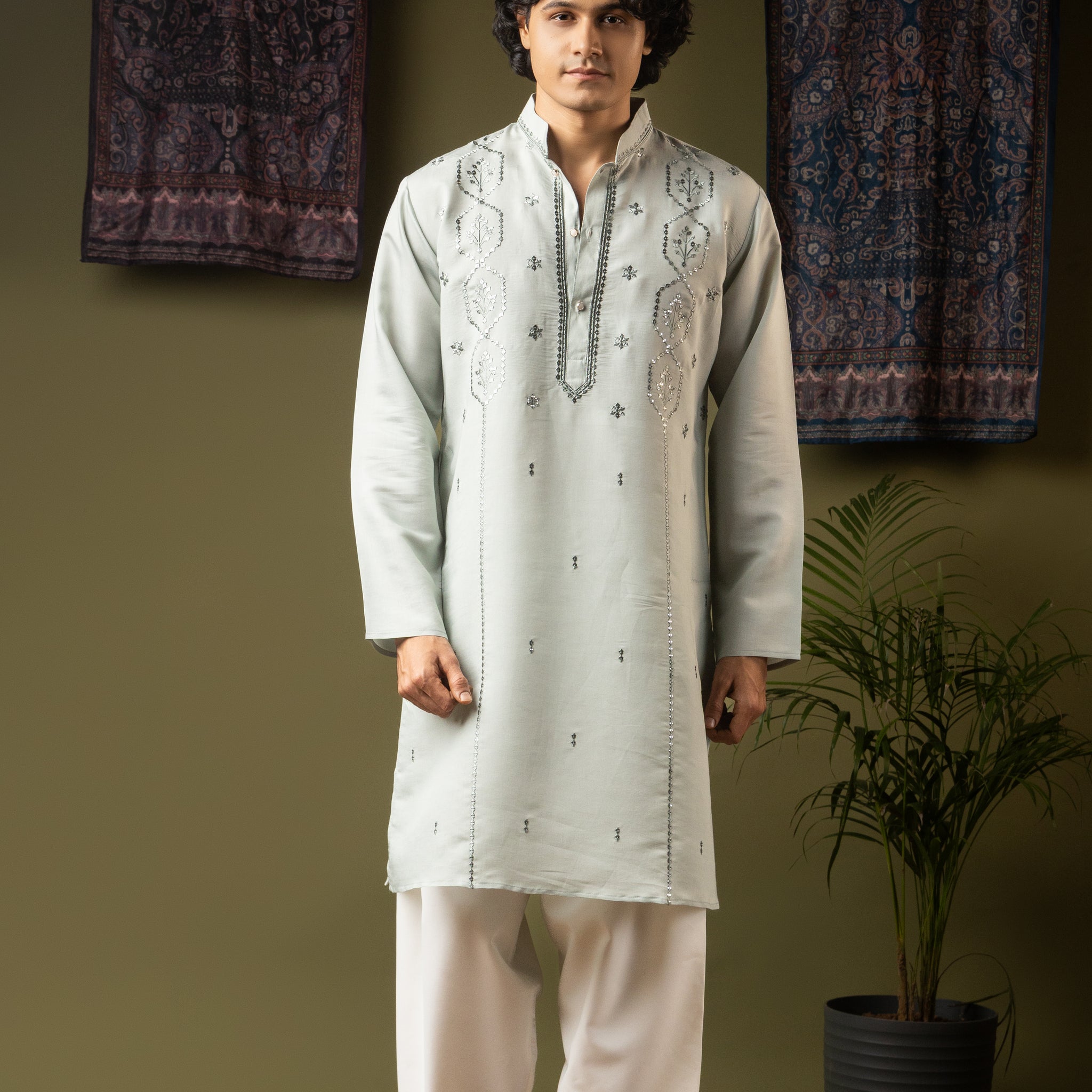 Light Blue Embroidery Kurta
