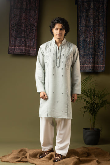 Light Blue Embroidery Kurta