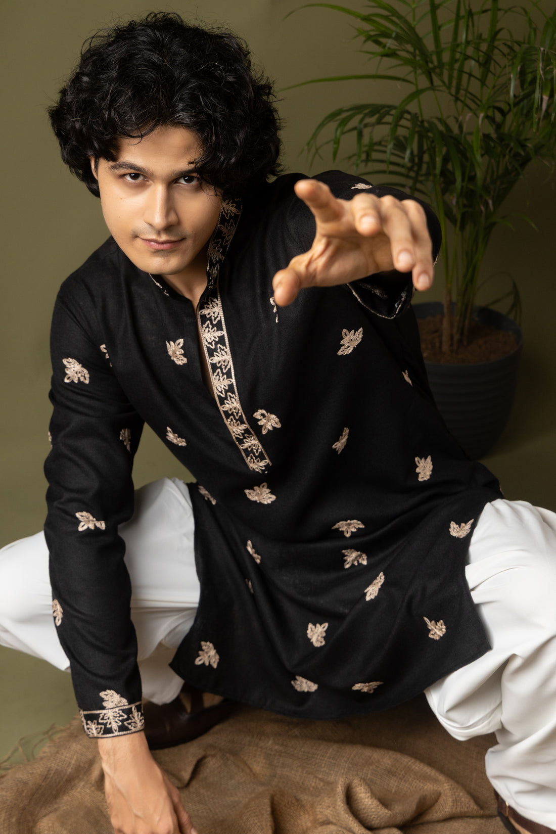 Black Embroidery Kurta