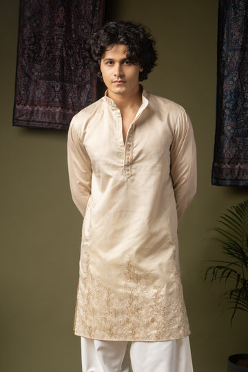 Cream Embroidery Kurta