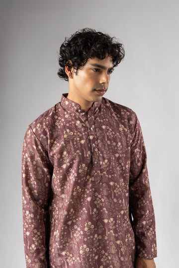 Mauve Floral Design Kurta