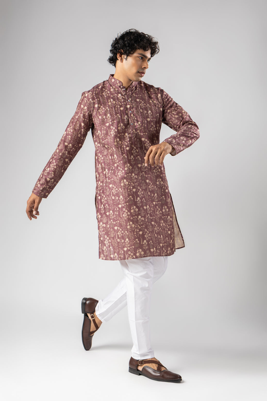 Mauve Floral Design Kurta