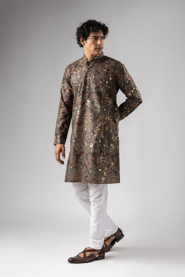Aranya Coffee Brown Botanical Kurta